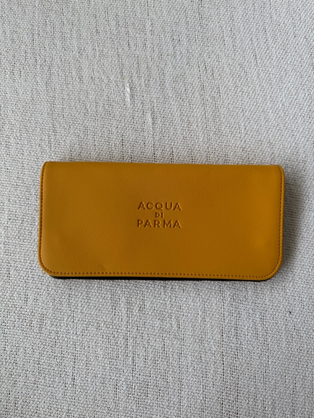 Acqua Di Parma Embossed Mustard Leather Accessory Case